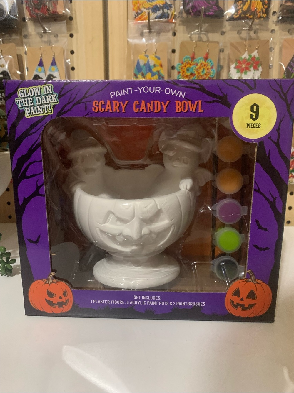 Paint-Your-Own Scary Candy Bowl Kit - White